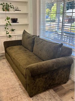 Rowe olive green velvet couch