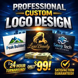 Professional Custom Logo Design 24hr Turnaround