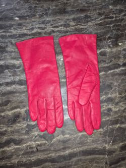 Vintage Fownes Women's Red Leather Gloves Size: 6 1/2