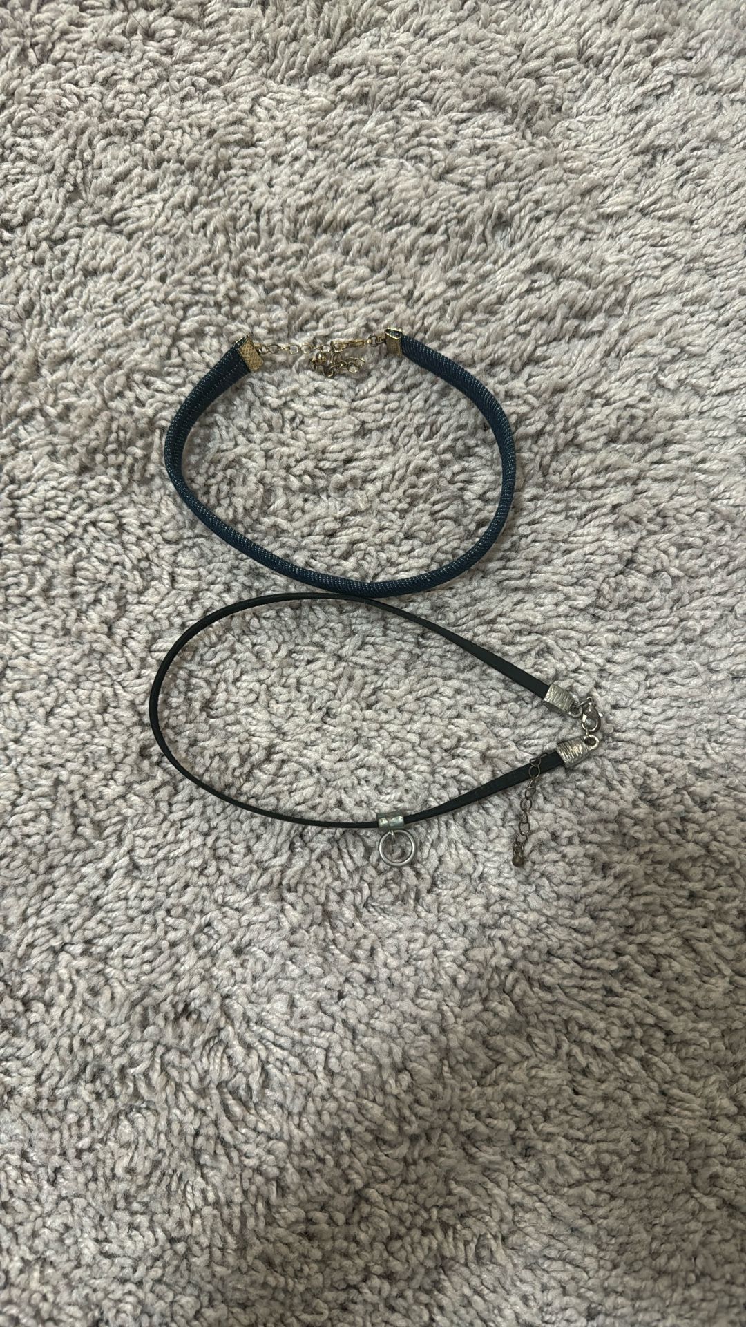 Chokers (denim, black + silver ring)