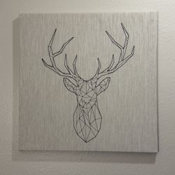 Modern Geometric Deer Head Wall Art on Canvas (22.5” x 22.5”)