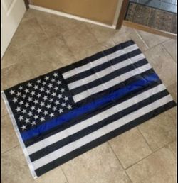 Police Blue Line US American Flag