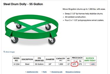 Steel Drum Dolly - 55 Gallon