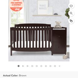 Delta Children Mason Convertible 6-in-1 Baby Crib and Changer, Dark Chocolate $150