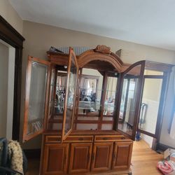 Traditional Two-piece Wood China Cabinet