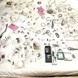 Massive Collection Brand New Silver Plate, Gold Plate Stainless Steel Fashion Jewelry. Over $2000 Worth.