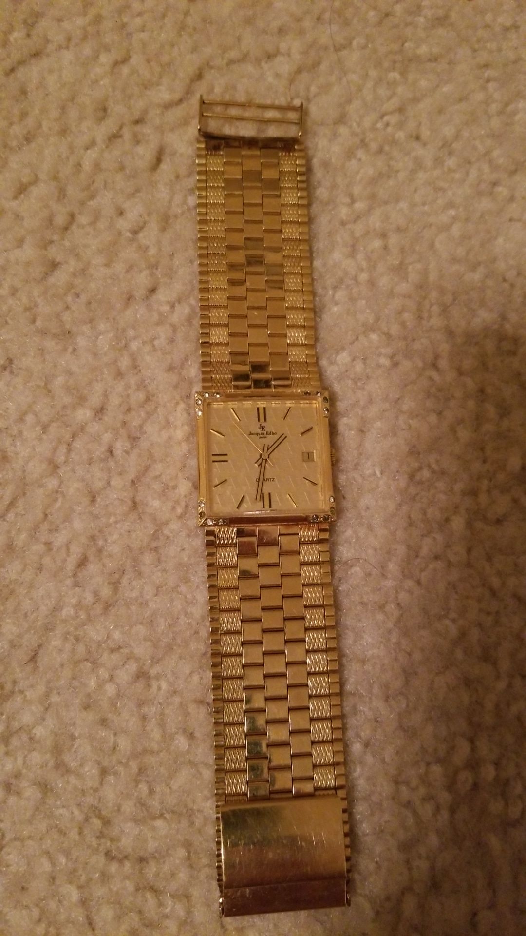 Jacques Edho 18K gold plated quartz wrist watch