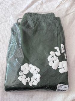 Denim Tears Cotton Wreath Open Hem Sweatpants (Green) - Size L