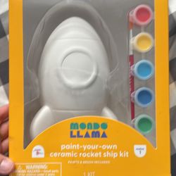Mondo Llama Ceramic Rocket ship Paint Your Own 