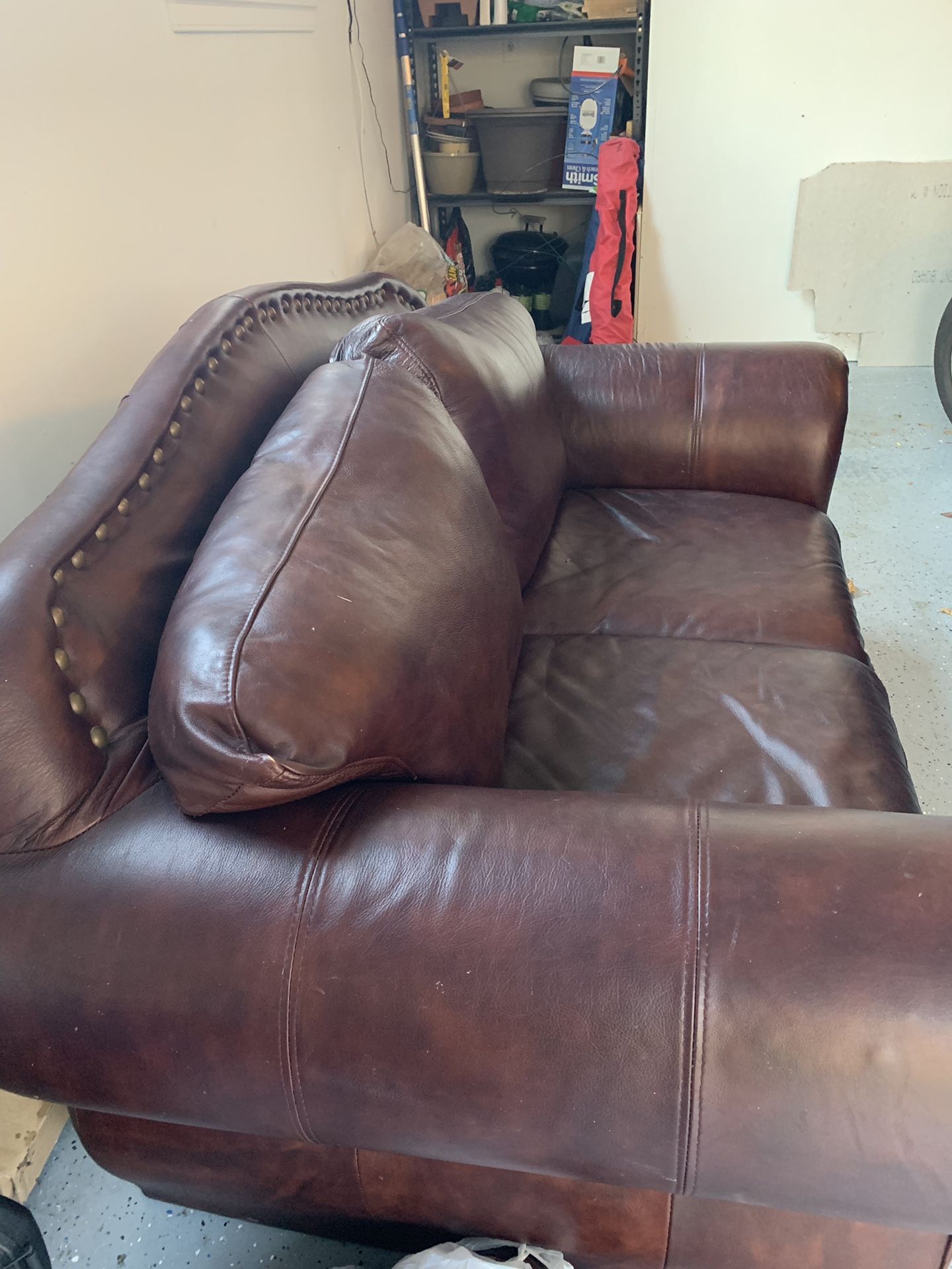 Burgundy Luxury Leather Sofa and loveseat