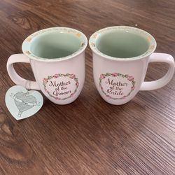 Pair Of “Mother Of The Bride” “Mother Of The Groom” Mugs For Wedding