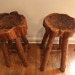 Wooden Tree Stools, Magnificent! Two Of A Kind. $300-each 