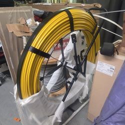 Electriduct 1/2" x 1000FT Duct Rodder 12MM Fiberglass Cable Pulling Rod Fish Tape Wire Puller with Cage, Wheels and extra Tips