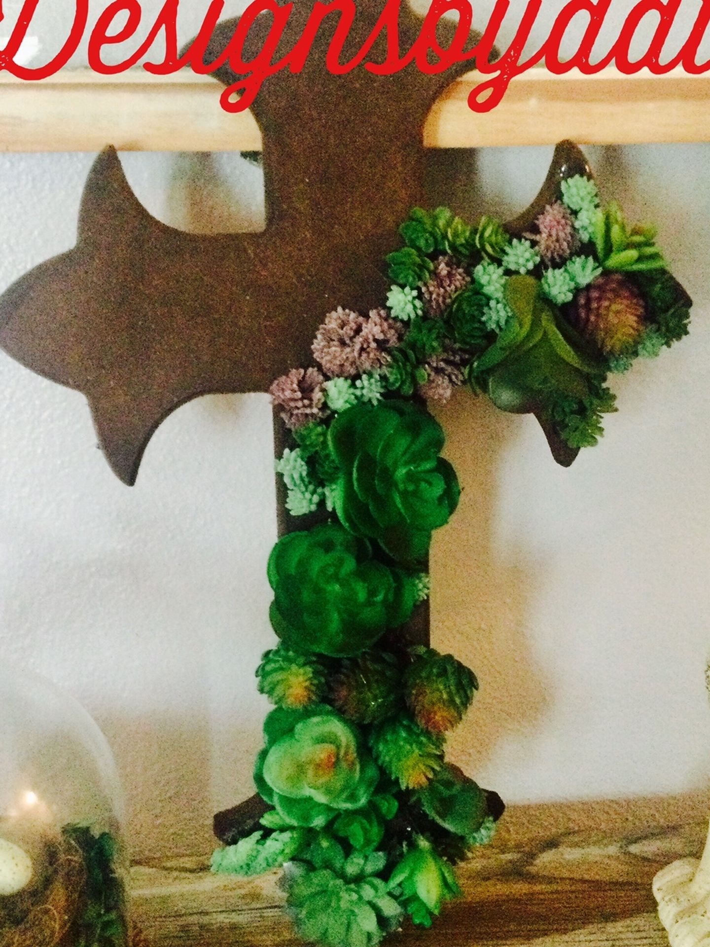 Cross With Succulents Large