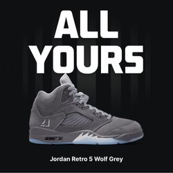 DS Jordan 5 Wolf Grey Size 9.5