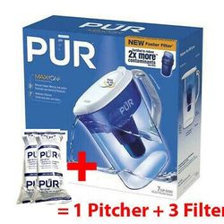 Pur Maxion 7 Cup Basic Pitcher Filtration System PPT700W with 3 PPF900Z Filters