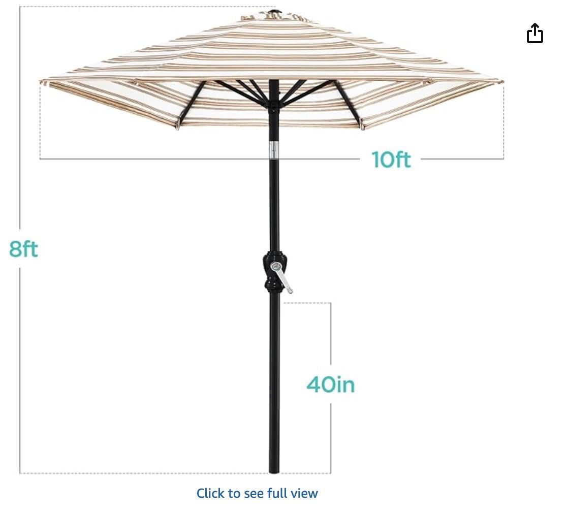 10ft outdoor steel market patio umbrella square tilt crank Lighted Aluminum Table with and for Garden,Deck,Backyard,Pool Light Blue : Patio, Lawn & Garden Enjoy more shade at the perfect angle as you adjust the canopy to block the sun all day long 10ft outdoor steel market patio