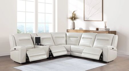 New in box white 100% genuine leather recliner sectional special