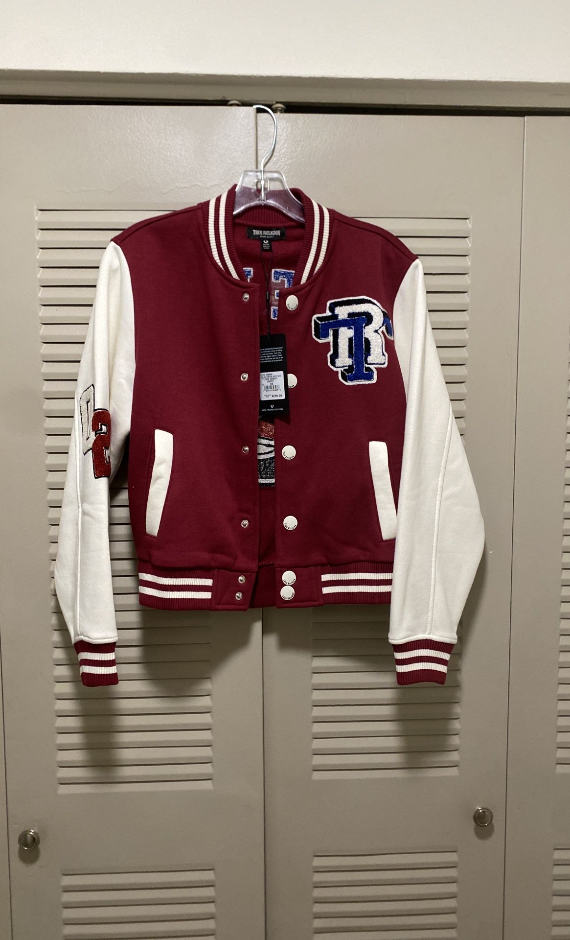 True Religion XS Fleece Varsity Jacket