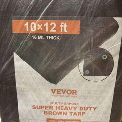 VEVOR Tarp Waterproof 10x12 ft, 16 Mil Extra Thick Plastic Poly Blue Tarp Cover, Multi Purpose Tear UV and Temperature Resistant Outdoor Tarpaulin wit