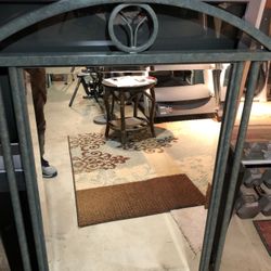 Table with glass top and matching mirror