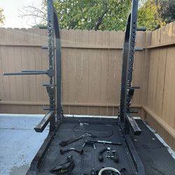 Powertec Pro-Series Power Rack Cage With Attachments | Squat, Bench, Dip, Cables Gym