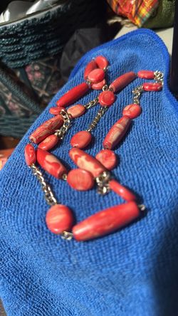 Red Beaded Chain Necklace