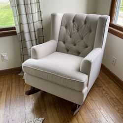 Tufted Linen Rocking Chair