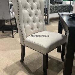 Beige Wingback Dining Chairs Set Of 2 Brand New In Box 