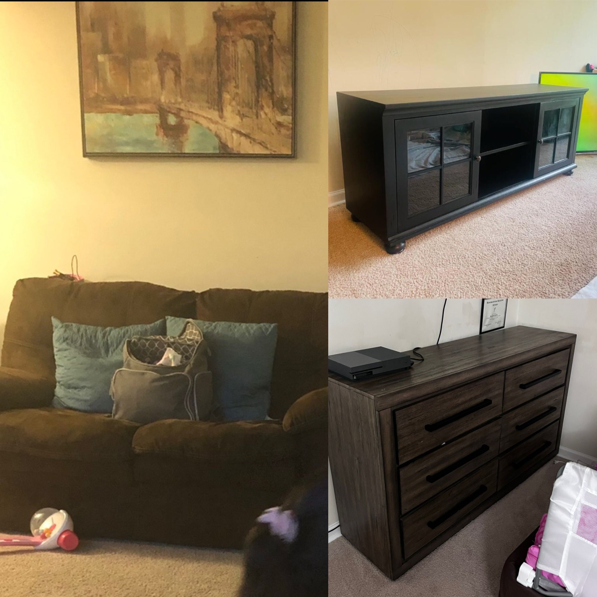 Sofa, Dresser And TV Stand 