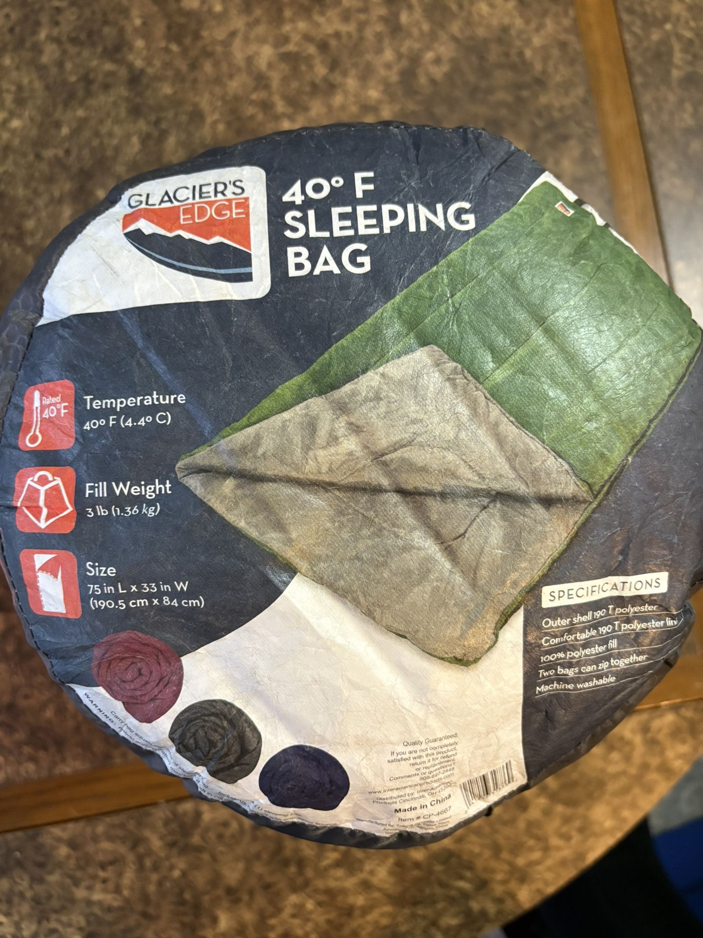 Glacier's Edge 40°F Sleeping Bag.