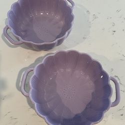 Set of 2; Flower Shaped Dish/Bowls with handles