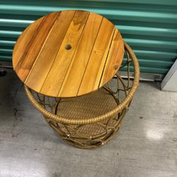 Rattan Wood Side Table