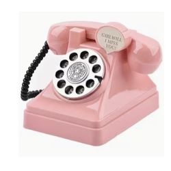 Small Pink Retro Vintage Hard Plastic Decor Phone Very Cute  