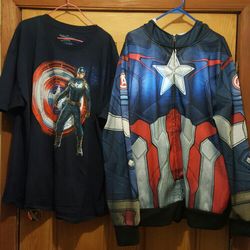 captain America hoddie/custom 2X