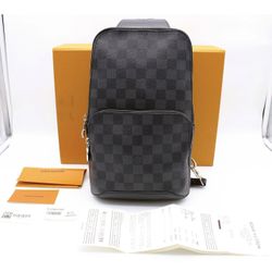 Authentic LOUIS VUITTON Avenue Sling Bag N41719 Damier Graphite