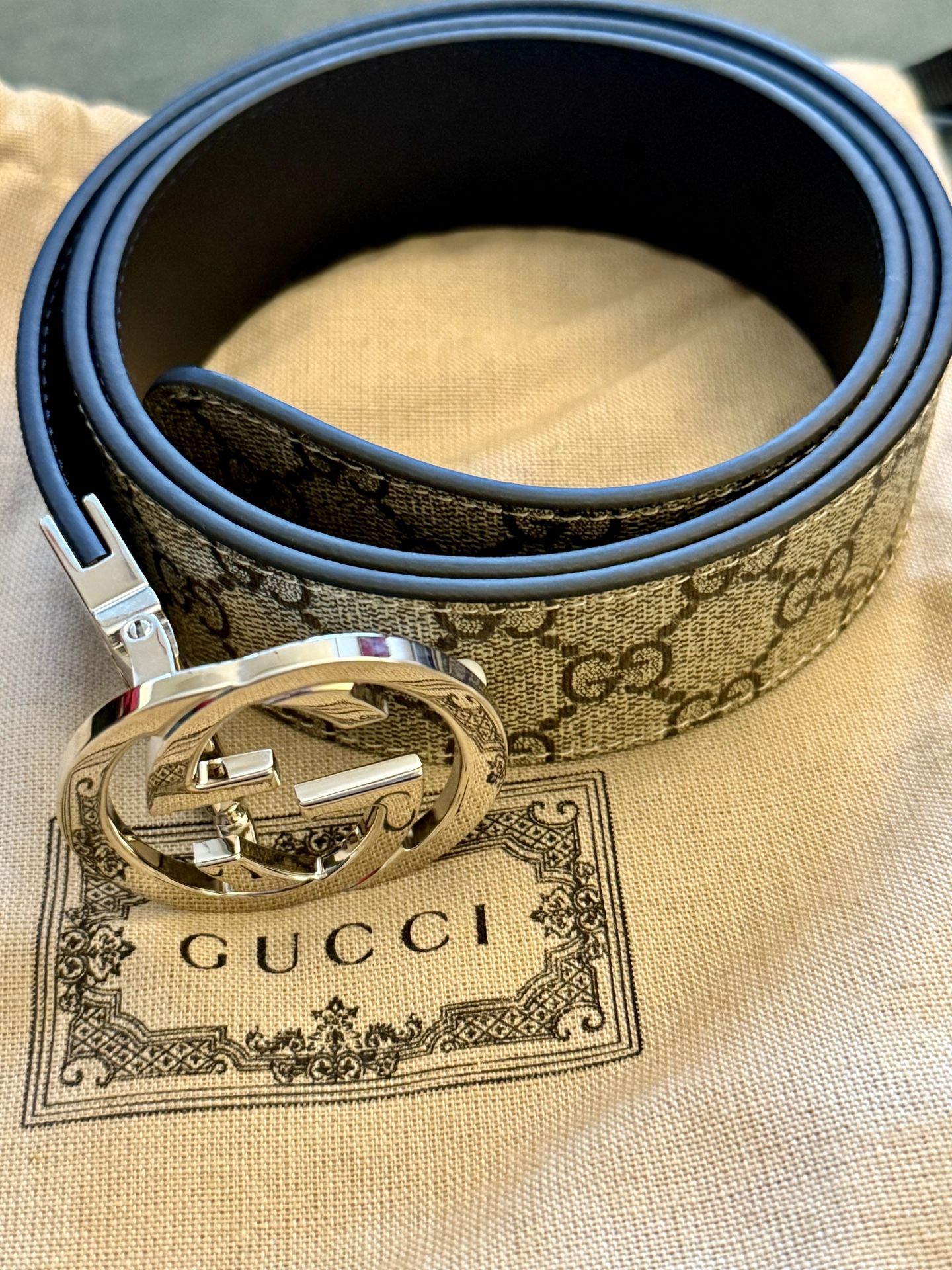Gucci GG Reversible Supreme Belt 95CM 33-34 Jeans Size