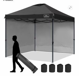 10×10 Pop Up Canopy Tent - 2 Sidewalls - Black