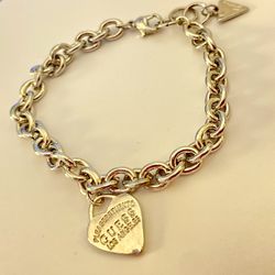 Guess 'Please Return To' Heart Tag Bracelet