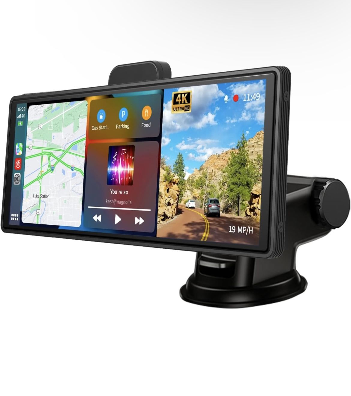 Stereo with 4K ADAS Dash Cam, Phone Mirroring, AUX/FM/Speaker/Bluetooth, 32.8ft Backup Camera,Voice Control