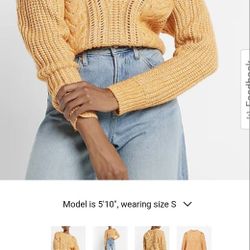 Cable Knit Crew Neck Cutout Sweater By Express Women's Size Large BRAND NEW WITH TAGS PAID $70.00 on Sale