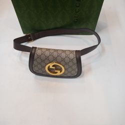 GG Brown Monogram Blonde Waist Bag