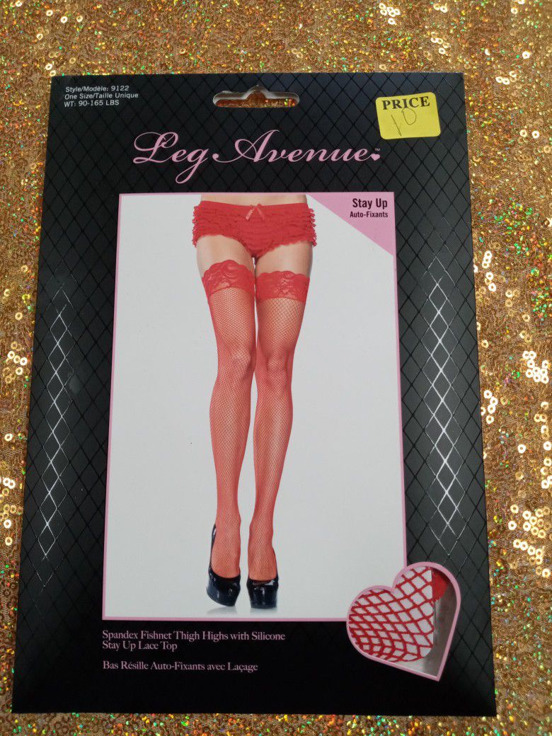 Spandex Fishnet Thigh Highs with Silicone stay 🆙 Lace 🔝