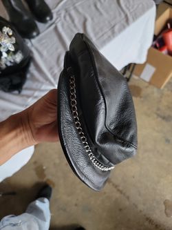  Genuine Leather Biker Cap 
