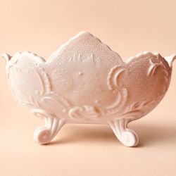 Jeannette Shell pink Milk Glass Footed Bowl