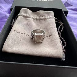 David Yurman Wheaton Ring Sterling Silver with Diamonds Size 7