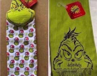 NEW TWO DR. SEUSS THE GRINCH KITCHEN TOWELS