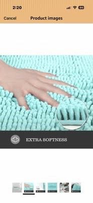 Set of 2 Light Blue Chenille Bath Mats