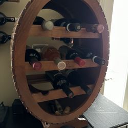 MCM 10 Bottle Wooden Barrel Wine Rack Made In Spain Hijos De Antonio Alguacil