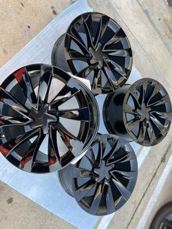 New Tesla Model Y Rims 20” OEM Factory Wheels Rines Nuevos New Gloss Black Powder Coated ( Exchange Available )( Cambio Disponible ) 